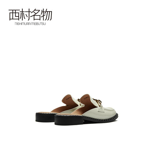 西村名物2021春夏新款真皮时尚百搭包头拖鞋金属链低跟穆勒T21AH15031 商品图2