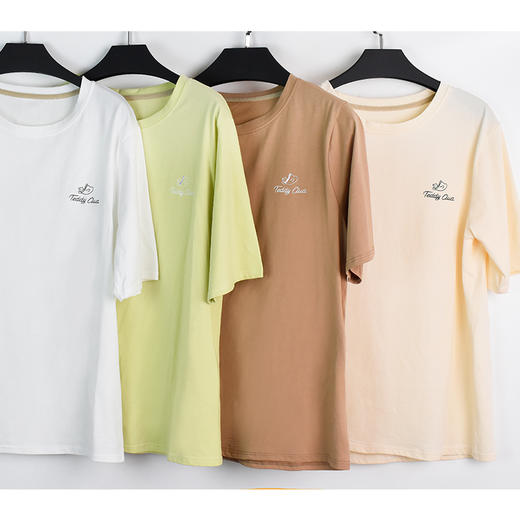 【秒杀品 不退不换】皇家丽美棉质面料柔软舒适弹力女款糖果色薄款宽松短袖T恤SZ2633 商品图0