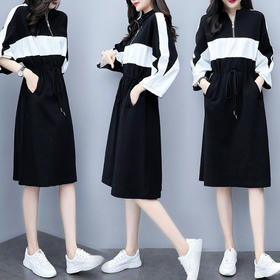 新款爆款女神同款女装收腰连衣裙2021夏季宽松胖MM裙子时尚名媛风中长款卫衣裙七夕情人节