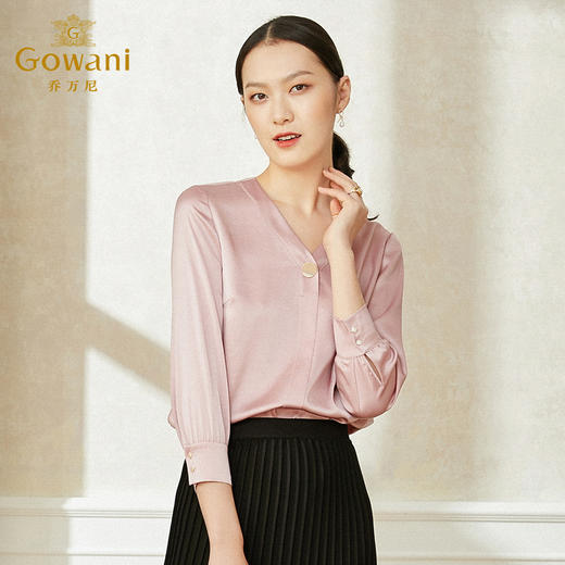 【三醋酸】乔万尼新款衬衫女设计感小众复古港味职业气质上衣EI2C709 商品图2