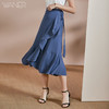 剩S/M 皖儿 夏装新款气质一片式荷叶边系带收腰不对称a字半身裙2471 商品缩略图1
