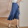 剩S/M 皖儿 夏装新款气质一片式荷叶边系带收腰不对称a字半身裙2471 商品缩略图0