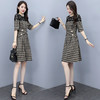 HR  WA21169气质减龄收腰蕾丝拼接格子连衣裙 商品缩略图3