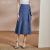 剩S/M 皖儿 夏装新款气质一片式荷叶边系带收腰不对称a字半身裙2471 商品缩略图3