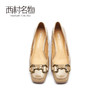 西村名物2021春季新款粗跟单鞋女中跟浅口百搭法式方头女鞋X21AE14911 商品缩略图2