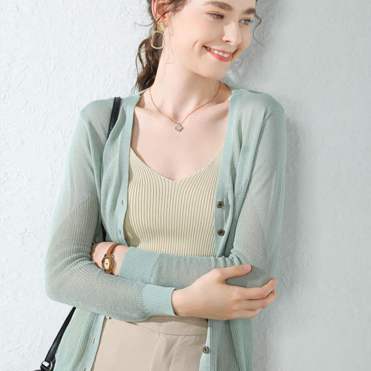 【肌肤会呼吸】雅致秀气开衫 透气不寡淡 简约而不简单 内外叠搭都有范~ 商品图2