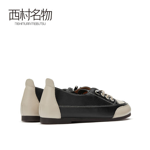 西村名物2021春季新款百搭豆豆鞋平底单鞋免系带牛皮软底鞋T21AM13181 商品图3