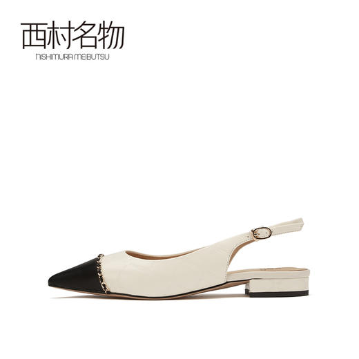 西村名物2021春季新款仙女凉鞋女羊皮尖头小香风一字拖凉鞋X21AH14961 商品图1