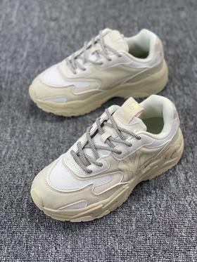 NY美国榄球洋基队限定 x MLB Big Ball Chunky A Running厚底老爹厚底休闲运动慢跑鞋“网纱白黑NY印花”