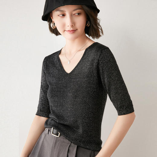 【bling bling~爱不释手】冰丝五分袖 视觉上轻盈舒适 隐隐闪烁 洋溢青春气息 商品图6