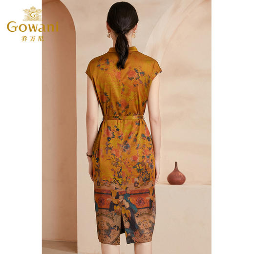 乔万尼夏新款收腰显瘦连衣裙高端重工真丝19mm弹力斜纹缎连衣裙EI2E706 商品图2