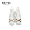 西村名物2021春新款法式粗高跟单鞋女方头浅口优雅夏季凉鞋X21AH14921 商品缩略图2