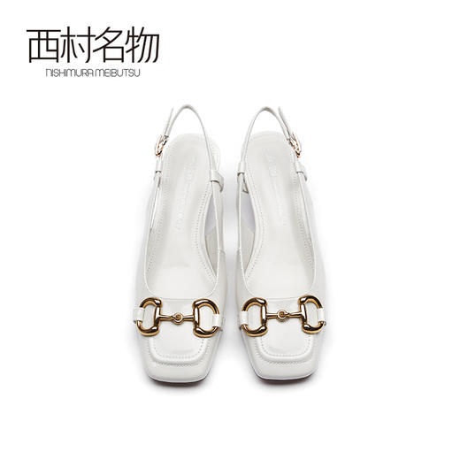 西村名物2021春新款法式粗高跟单鞋女方头浅口优雅夏季凉鞋X21AH14921 商品图2