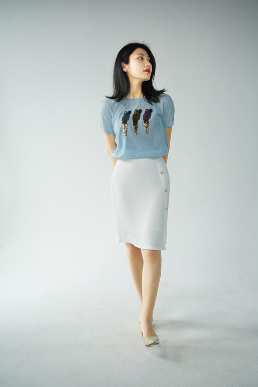 臣禾【聚酯】不规则排扣半裙9202031676（现货） 商品图3