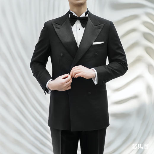 Vitale Barberis Canonico Perennial Super 110’s 澳洲美丽诺羊毛Black Tie双排扣戗驳领黑色礼服套装 商品图1