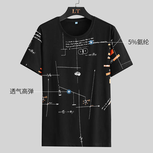 一口价【新款DSK】 夏季潮款印花圆领短袖大依优型短袖T恤胖子加肥弹力透气大码男装半袖 商品图1