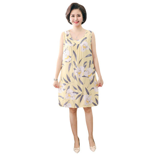 YQ睡裙高密40支绵绸连衣裙夏清凉透气印花时尚优雅减龄家居 商品图4