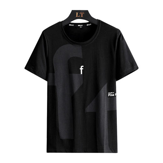 【新款DSK】夏季潮款字母印花圆领短袖大依优型短袖T恤胖子加肥弹力透气大码男装半袖 商品图5