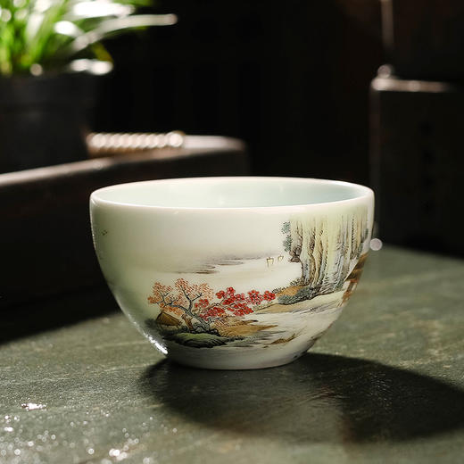 粉彩溪山古韵杯 商品图1