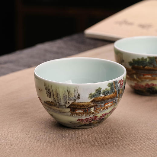 粉彩溪山古韵杯 商品图3