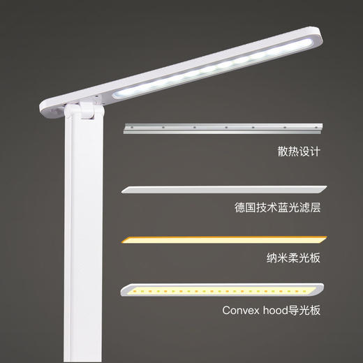 【自然柔光护眼】LED学习阅读台灯 三档触摸调光USB充电生活居家电器学生小夜灯 商品图7