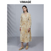 VIMAGE纬漫纪女装夏季新品V领复古轻薄水墨印花连衣裙V1507127 商品缩略图6