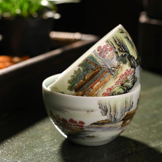 粉彩溪山古韵杯 商品图2