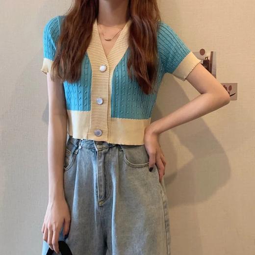 夏季2021年新款韩版气质百搭V领针织开衫温柔风上衣女爆款毛衣潮七夕情人节 商品图4