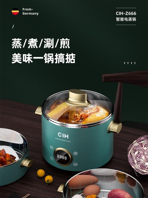 德国CIH 复古多功能电蒸锅神器家用三层小型蒸菜馒头包子蒸笼电锅 商品图4