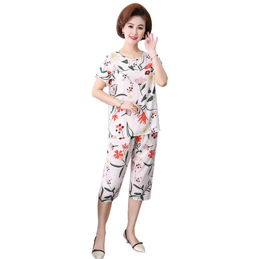 上海旗袍厂YQ-DZ103棉绸套装40支睡衣薄款短袖棉绸优雅家居 商品图4