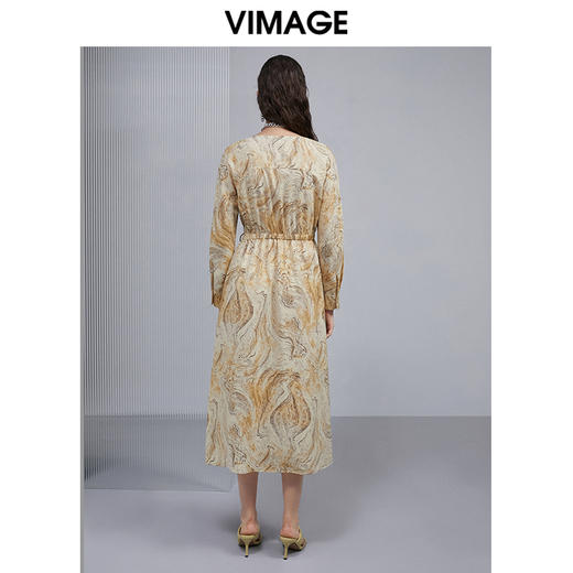 VIMAGE纬漫纪女装夏季新品V领复古轻薄水墨印花连衣裙V1507127 商品图2