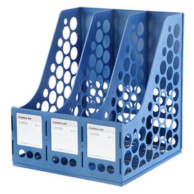 齐心三格资料架B2113/蓝色