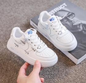 【童鞋】*儿童板鞋春秋韩版银勾男童运动鞋软底时尚牛皮女童小白鞋