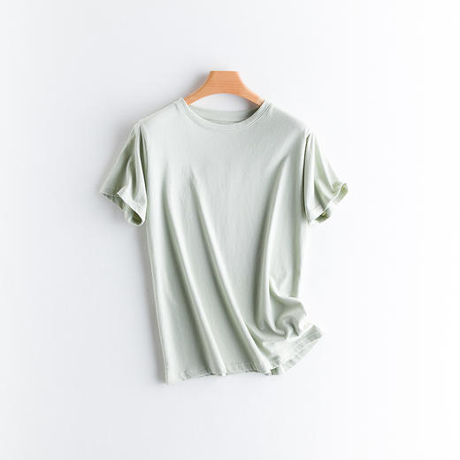 【甄选新疆阿克苏长绒棉】SSEMMY国棉8色冰淇淋纯棉T恤，清肤柔软吸汗透气清凉一夏，经典圆领简约修身光板短袖，百搭显瘦显白打底外穿上衣 商品图3