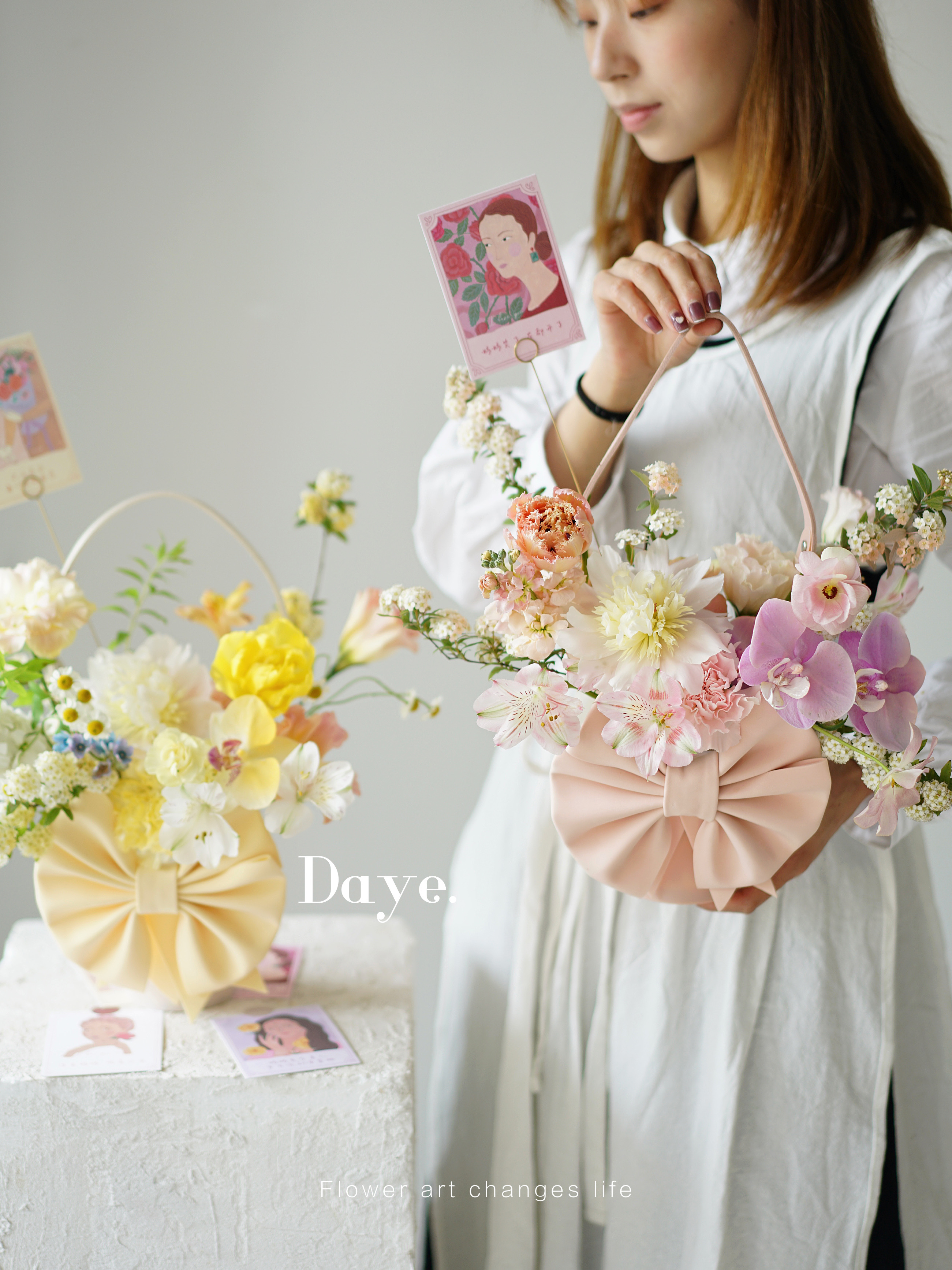 蝴蝶结手提花桶 花篮 10个 件 大部分区域包邮 沪花拾者