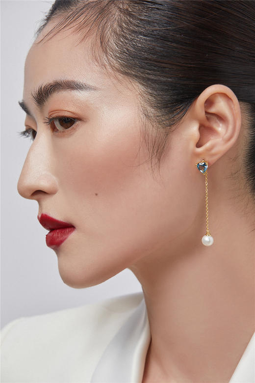 Pearl moments 伦敦蓝托帕石珍珠耳线 商品图3