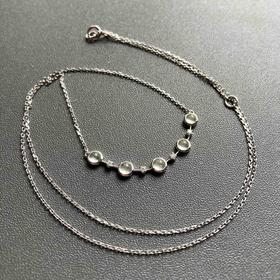 玻璃种翡翠蛋面锁骨链18k白金钻石镶嵌