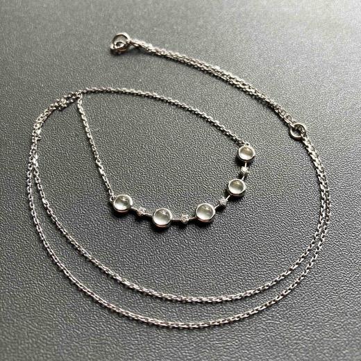 玻璃种翡翠蛋面锁骨链18k白金钻石镶嵌 商品图0