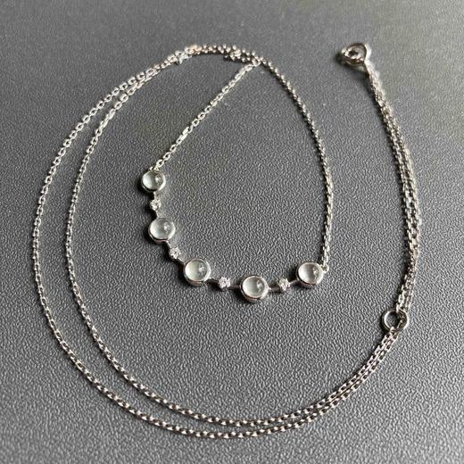 玻璃种翡翠蛋面锁骨链18k白金钻石镶嵌 商品图3