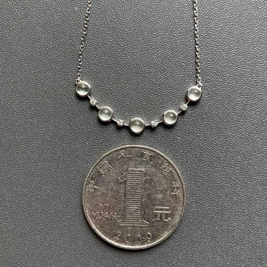 玻璃种翡翠蛋面锁骨链18k白金钻石镶嵌 商品图4