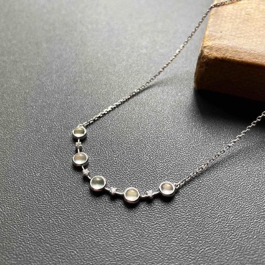 玻璃种翡翠蛋面锁骨链18k白金钻石镶嵌 商品图1