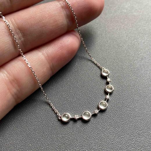 玻璃种翡翠蛋面锁骨链18k白金钻石镶嵌 商品图7