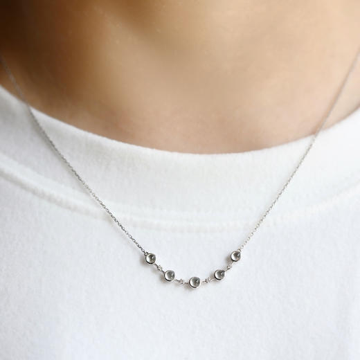 玻璃种翡翠蛋面锁骨链18k白金钻石镶嵌 商品图8