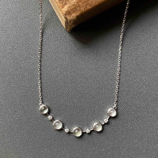 玻璃种翡翠蛋面锁骨链18k白金钻石镶嵌 商品图2