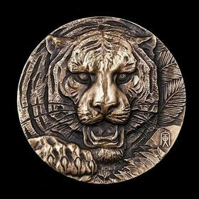 【上海造币】十二生肖虎首纪念铜章 直径达60mm