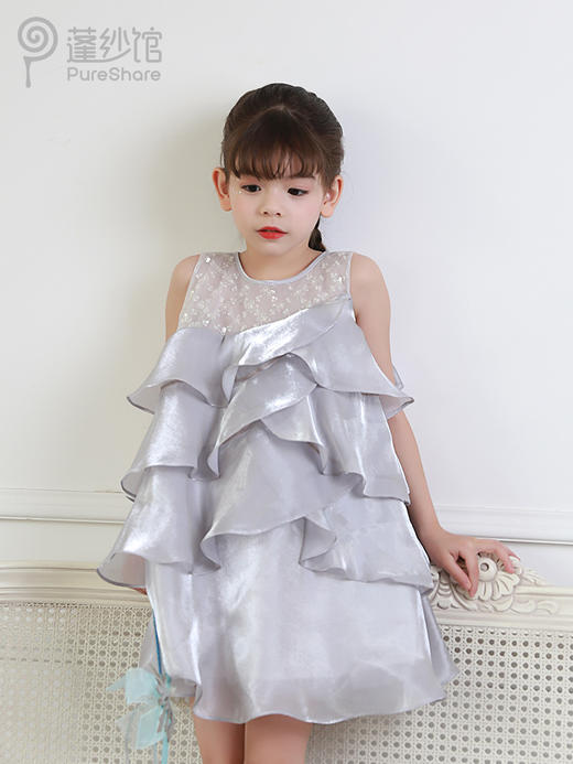 pureshare 女童连衣裙公主裙夏新款大童裙子气质生日演出礼服-银河系女孩 商品图2