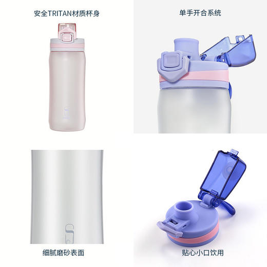 诗芙迪（SILVERDEW）Tritan水杯塑料水杯子女日式清新密封防漏便携带提手550ml 商品图3