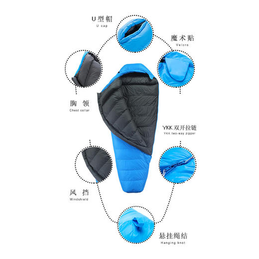 【秒杀】AndesMountain安地斯木乃伊式鹅绒睡袋负十度安第斯梨子成人露营暖防寒 商品图1