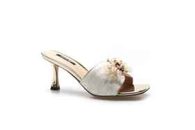 豪麟名鞋奥莱迪嘉女装真丝布时尚凉拖DJKDA11WL003白色 原价2260元