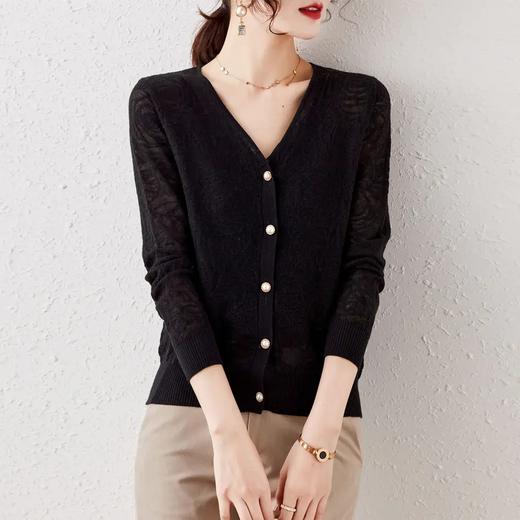 DB-L2039 2021新款韩版宽松镂空外搭毛衣拼接针织衫外套 商品图1
